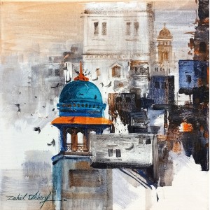 Zahid Ashraf, 12 x 12 inch, Mixed Media  on Canvas, Cityscape Painting, AC-ZHA-044